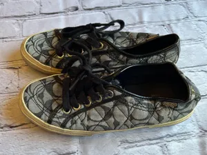 Coach Kalyn Low Top Logo Canvas Sneakers Shoes Womens 5.5 Black thumbnail 3