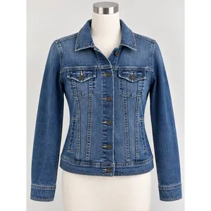 Old Navy Women's Denim Jacket Medium Wash Stretch Denim Trucker Cowgirl Blue Size Small thumbnail 2