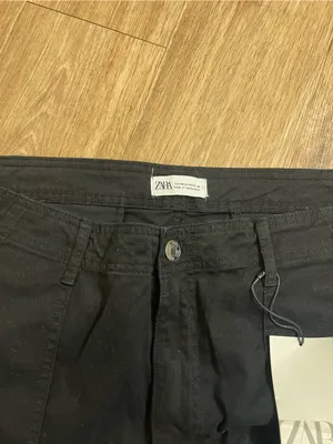 Zara Black Wide-Leg Cargo Trousers thumbnail 4