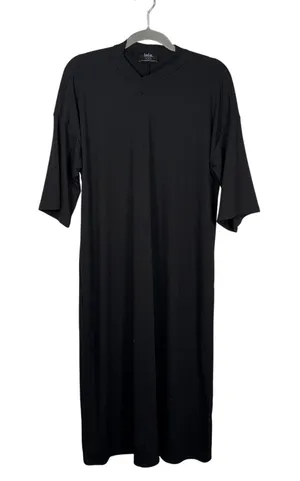 Dressed in Lala Ribbed V‎ Neck Midi Dress Black Size S Casual Basic Everyday thumbnail 1