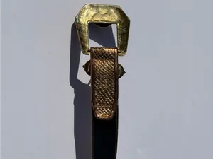 Vintage Western Snakeskin Print Studded Belt Bronze Gold Boho Size M thumbnail 13