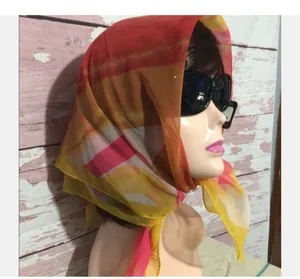Super Groovy Vintage Chiffon Nylon Square Scarf 60’s 70’s Psychedelic Colors thumbnail 5