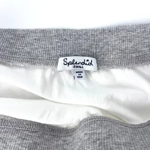 Splendid Supima Cotton White Ruched Mini‎ Skirt with Grey Waistband Size Small thumbnail 6