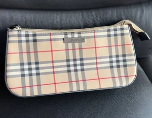Burberry London Nova Check Canvas Leather Clutch Bag Tan Black No Strap thumbnail 1