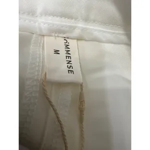 Commense White High Waisted Wide Leg Pleated Trousers Pants Medium NEW thumbnail 3
