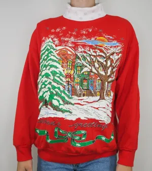 Vintage 80s Nutcracker Christmas Turtleneck Sweatshirt Red Size XS thumbnail 1