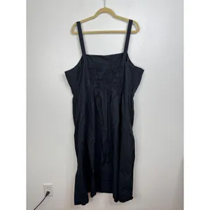 A New Day Womens Black Cotton Smocked Back Midi Dress‎ 2X NWT thumbnail 2
