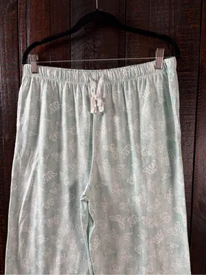 Karen Neuburger Light Turquoise Short Sleeve Pajama Set Wide Leg Capri XL thumbnail 7