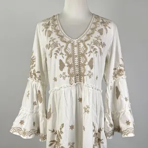 NWOT JOHNNY WAS Floral Embroidered Cotton V-Neck Knee-length Dress Size S thumbnail 3