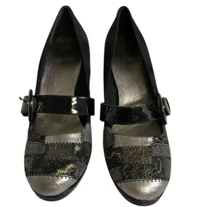 BKE Black Patent Leather Patchwork Buckle 3.5 Inch Heels Womens Shoes 8.5 thumbnail 7