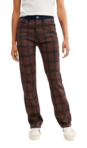 WeWoreWhat Women's Navy and Brown Plaid Jeans Size 27 NWT Icon Jeans Plaid thumbnail 1