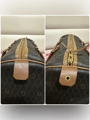 Christian Dion PVC Brown Monogram Travel Duffle Bag with Leather Trim thumbnail 10