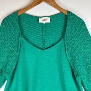 ba&sh Lady Pullover Emerald Green Wool Cotton Layered Knit Sweater US 6 thumbnail 3