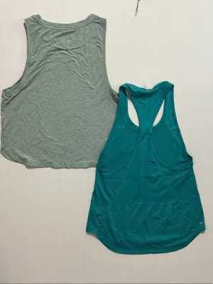 Nike and Gap Teal Racerback Tank Top with Heathered Sage Crop Layer thumbnail 8