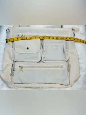 Everyday Utility Tote Bag in Light Beige - Multiple Pockets thumbnail 15