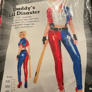 NEW Music Legs Harley Quinn Daddy's Lil Disaster Costume Size Medium Large thumbnail 5
