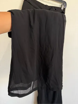 Black Chiffon Wide Leg Palazzo Pants High-Rise Tie Waist Elegant Minimalist NWT thumbnail 7
