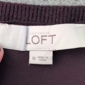 LOFT Mixed Media Sweater | Loft Maroon Mixed Media Sweater thumbnail 8