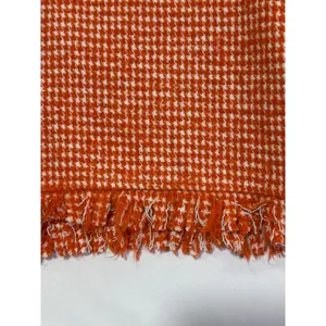 Ellison Orange Houndstooth Tweed Fringe‎ Hem Jacket Medium Shacket thumbnail 3