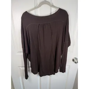 Free People Small Leo Henley Waffle Flow Tunic Brown Y2K Babydoll thumbnail 8