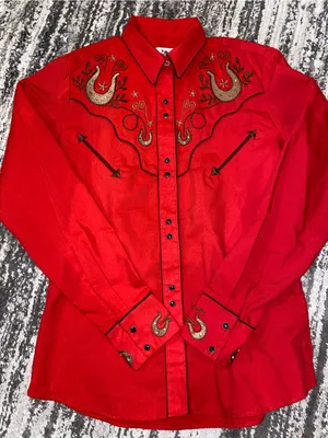 Rangers original women’s western top red size large thumbnail 1