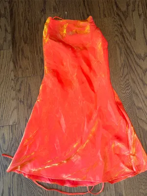 ThatsSoFetch Women's Bright Coral-Orange Satin dress thumbnail 3