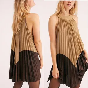 NWT Free People Pleated Love Metallic Mini Dress Color block Medium thumbnail 2