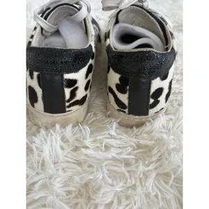 Animal‎ Print Sneakers, Black White Cow Hide Leather Upper, Fun Casual Shoes thumbnail 6