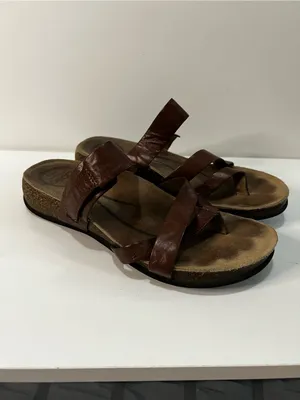 ABEO Bryce Brown Leather Strappy Slip On Comfort Narrow Sandals thumbnail 2