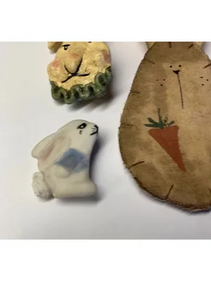 Bunny Rabbit Brooch Pin Handmade Hand Crafted Lot Of 3 Whimsical Cottagecore thumbnail 4