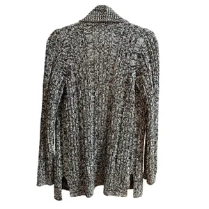 Anthropologie Oversized Black‎ White Marled Cardigan XS thumbnail 3