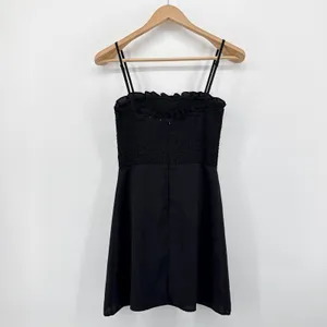 Superdown Black Anna Smocked‎ Ruffle Mini Dress Adjustable Straps Size Small thumbnail 7