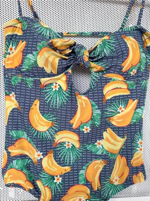 Rip Curl Navy Banana-Print One-Piece with Front Tie thumbnail 4