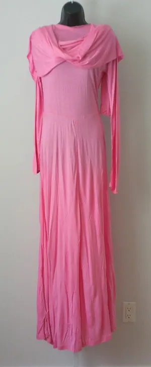 Ethereal Boho Cotton Flowy Fairy Peasant Maxi Dress OS Pink thumbnail 1