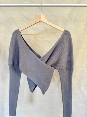 Wrap Knit Top – Grayish Purple Long Sleeve (XS/S) thumbnail 2