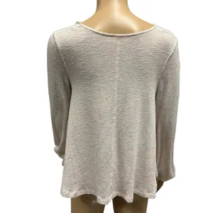 Free People Cream Gold Sparkle Scoop Neck Lightweight Knit Long Sleeve XS thumbnail 8