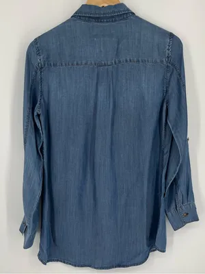 Coldwater Creek Lyocell Chambray Long Sleeve Roll Tab Shirt Women’s Size Small thumbnail 7