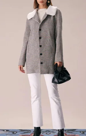 Rihoas Khaki Lapel Single Breasted Plaid Blazer thumbnail 2
