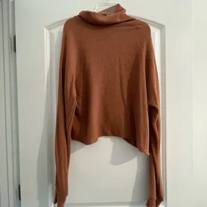 Lulus Sip On Cider Rust Orange Ribbed Turtleneck Cross Back Top - Size L thumbnail 3