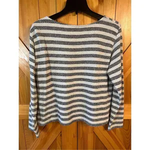 Springfield XL Sweater Striped White/Black Accent Buttons On Shoulders (3979) thumbnail 6