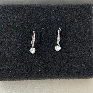 CZ Love Heart Dangle Drop Earrings for Women thumbnail 2