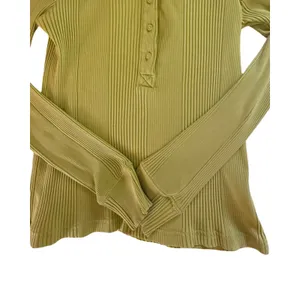 Aerie Top Womens Size M Ribbed Henley Long Sleeve Green Y2K Casual Comfort thumbnail 7