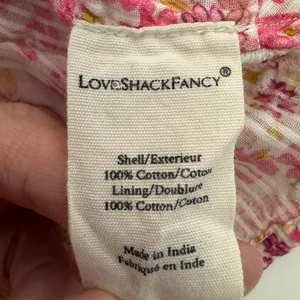 LoveShackFancy Kielle Crop Top Size Medium Pink Floral Twist Front Ruffle Sleeve thumbnail 10