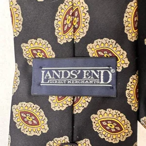 LANDS' END Vintage Handmade Tie USA Silk Mens Blue Multicolor Paisley Neck thumbnail 7
