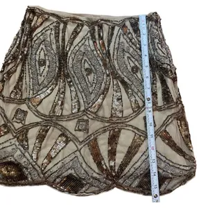 Free People Daydreaming Embellished Mini Beaded Skirt Antique Gold‎ Sz 0 thumbnail 10