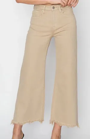 Risen Jeans High Rise Fringe Cropped Wide Leg Jeans thumbnail 1