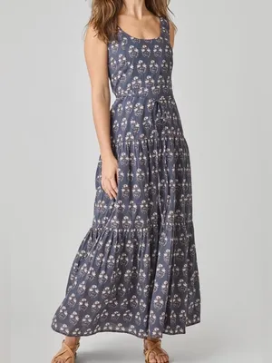 Pink Chicken New York Marilyn Dress 100% cotton block print maxi size S thumbnail 5