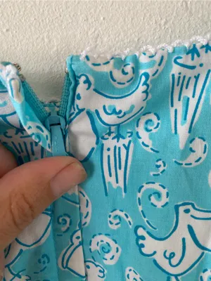 Lilly Pulitzer vintage pelicans Turquoise & White Paisley Spaghetti-Dress thumbnail 6
