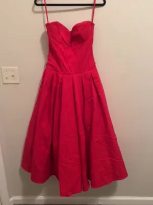House Of Cb Lady Strapless Scarlet Midi Dress thumbnail 6