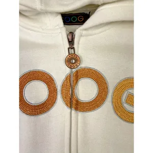 Coogi Hoodie Womens Medium White Full Zip Embroidered Logo‎ Fleece Raglan Sleeve thumbnail 6